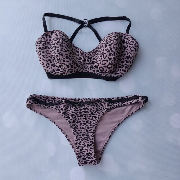 Victoria's Secret Swim Leopard Print‎ Bikini. 34DDD-Top, Medium-Bottom - Picture 1 of 7